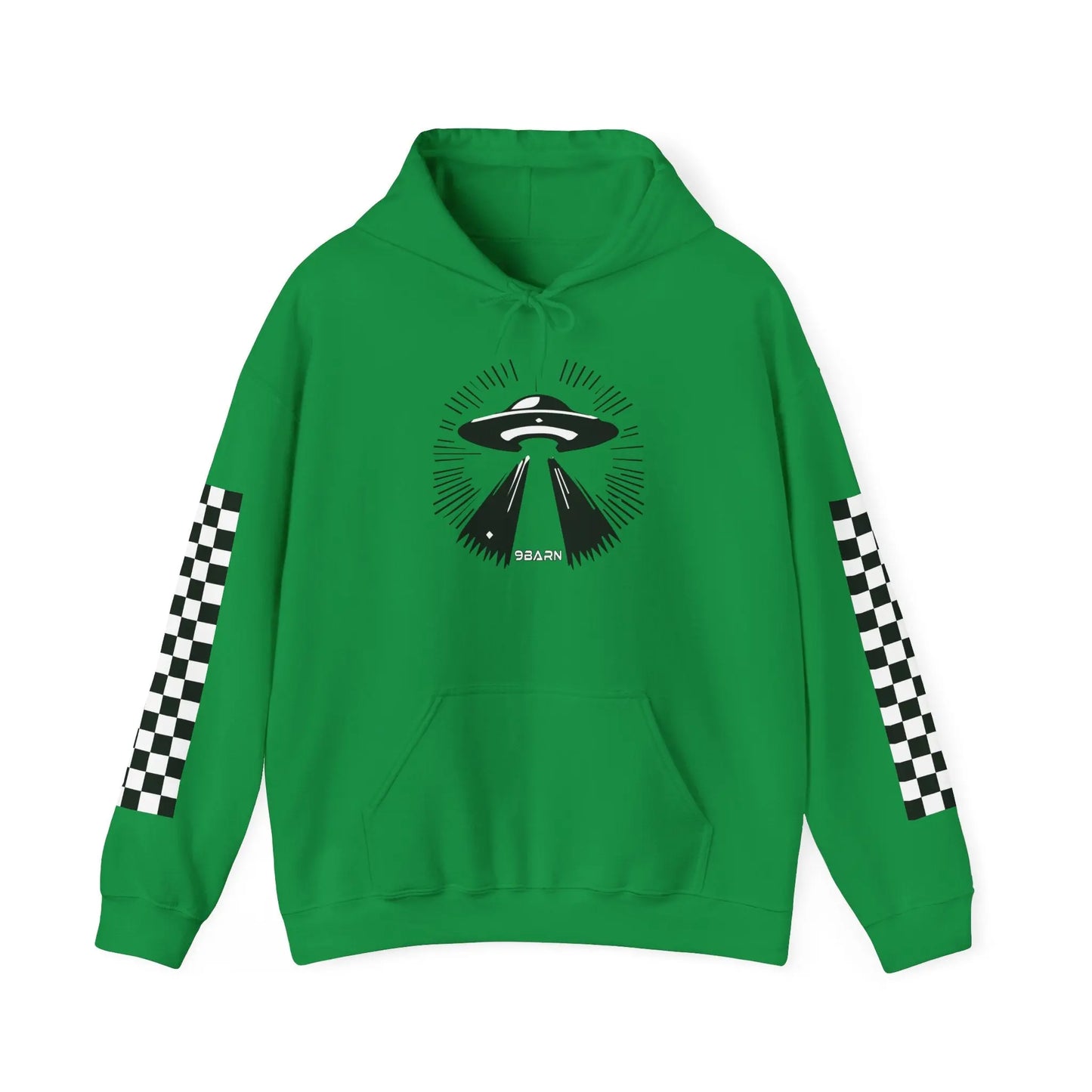 9BARN Abduction Hoodie, alien abduction graphic print.