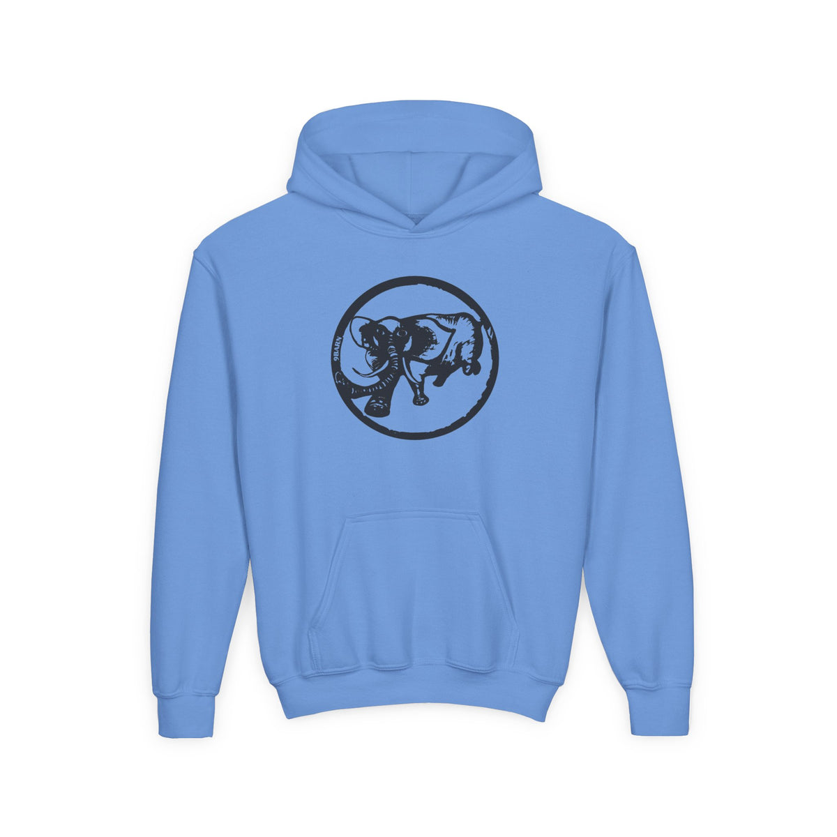 Youth hoodie with black 9BARN Elephante logo on the chest