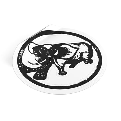 Elephant Round Vinyl Sticker —  Retro Graphic Decal