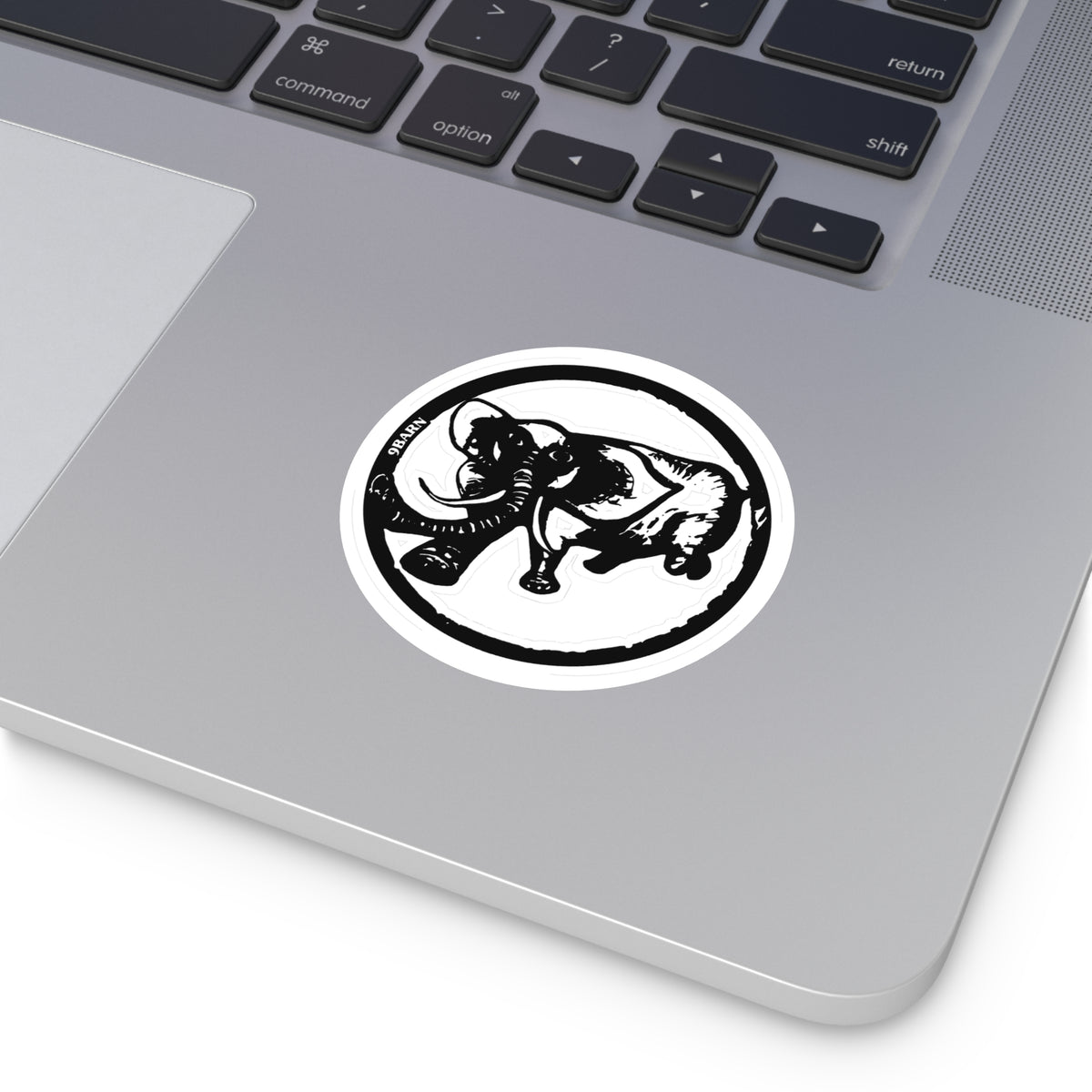 Elephant Round Vinyl Sticker —  Retro Graphic Decal