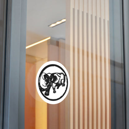 Elephant Round Vinyl Sticker —  Retro Graphic Decal