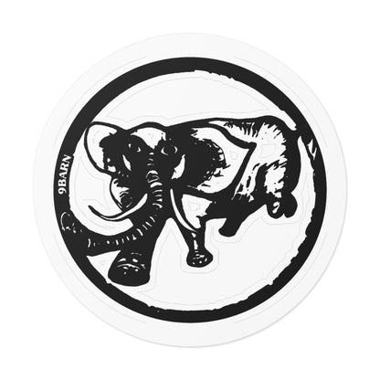 Elephant Round Vinyl Sticker —  Retro Graphic Decal