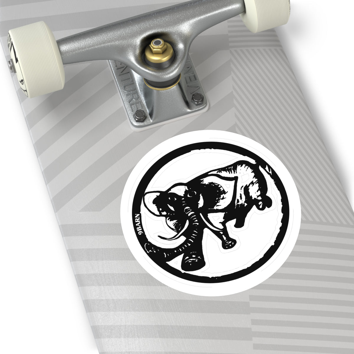 Elephant Round Vinyl Sticker —  Retro Graphic Decal