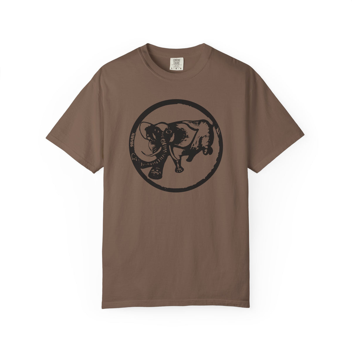 9BARN Logo Tee in Espresso, Elephante emblem centered on the chest