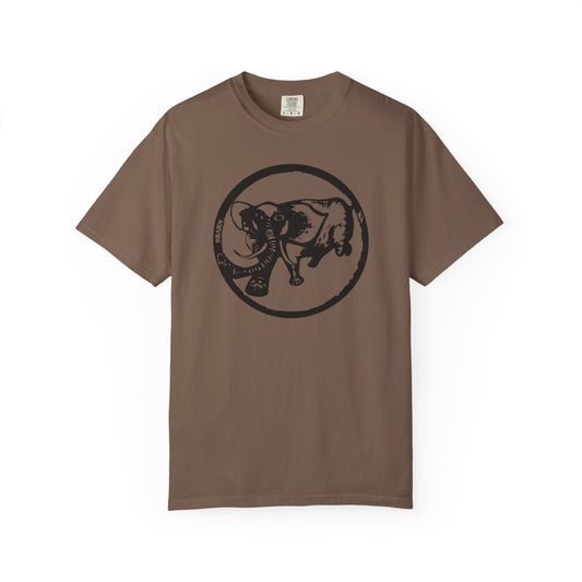 9BARN Logo Tee in Espresso, Elephante emblem centered on the chest