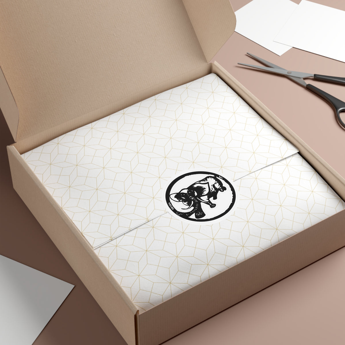 Elephant Round Vinyl Sticker —  Retro Graphic Decal