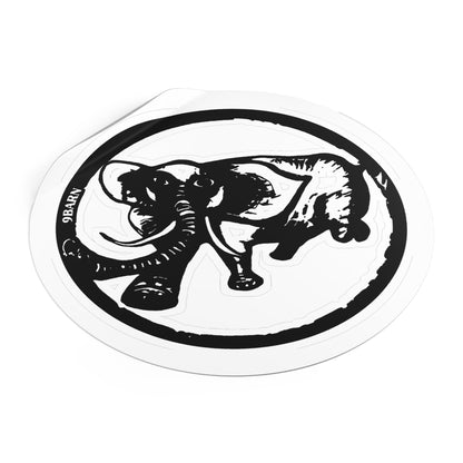 Elephant Round Vinyl Sticker —  Retro Graphic Decal