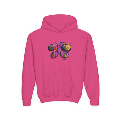 9BARN Flutterby Kids Hoodie in Heliconia pink