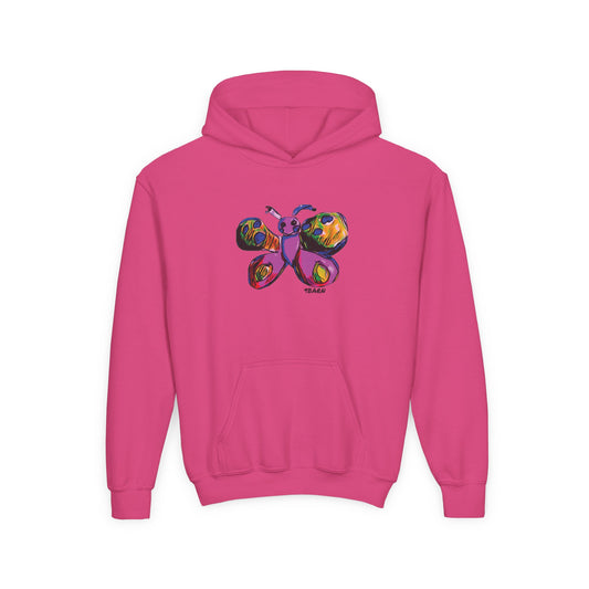 9BARN Flutterby Kids Hoodie in Heliconia pink