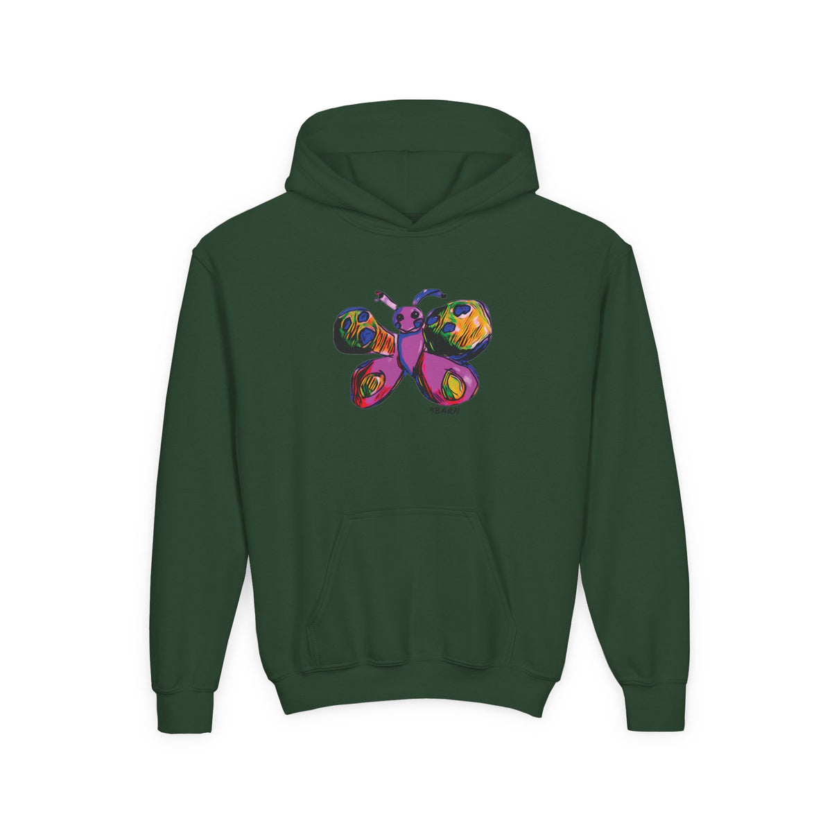 9BARN Flutterby Kids Hoodie in Forest Green