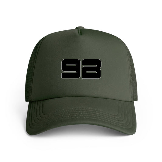 Cypress olive 9B Logo Trucker Hat with the black 9B logo on the front