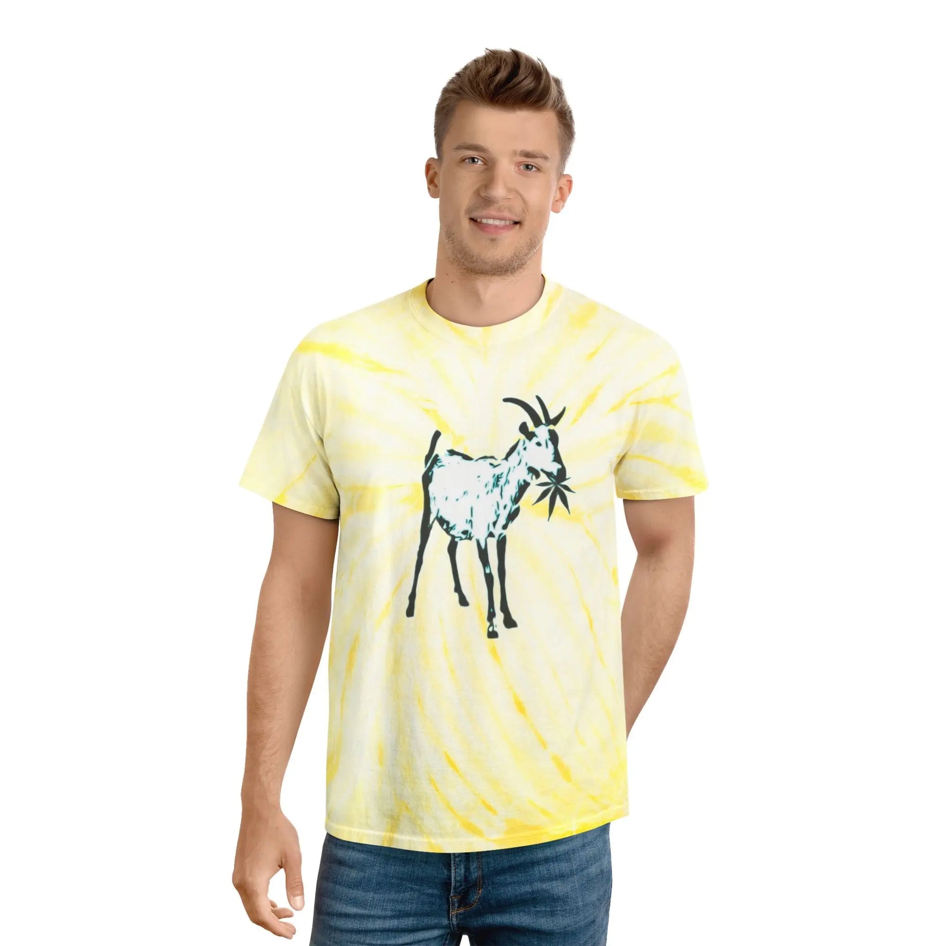 Vibrant Goat Farm Tie-Dye Tee, Colorful Spiral T-Shirt, Fun Summer Wear, Unique Gift for Animal Lovers, Festival Fashion, Eco-Friendly Tee - 9BARN