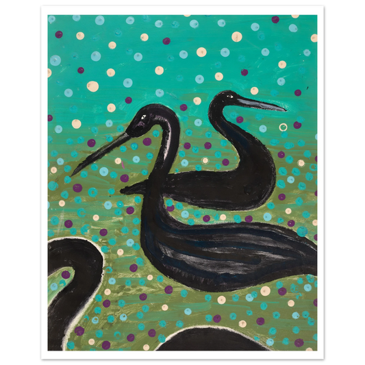 Birds fine art print by Santa Cruz surf artist Shawn "Barney" Barron — birds in flight, giclee surf art print.